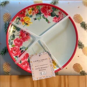 Laura Ashley Red and Yellow Floral Melamine Plate set of 4